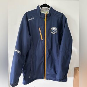 NHL Reebok Buffalo Sabres Center Ice Navy Jacket with Gold Highlights Size Med